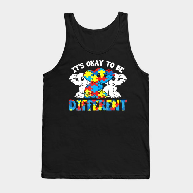 Its Ok To Be Different Cute Elephant Autism Awarenesss Tank Top by hony.white